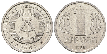 ГДР 1 пфенниг 1983 А KM 8.2 алюминий 4623-455