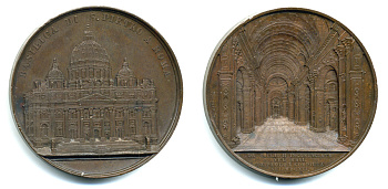 ИТАЛИЯ МЕДАЛЬ XIX ВЕК СОБОР ПЕТРА В РИМЕ. Серия архитектурные памятники Европы бронза 1072-3-43