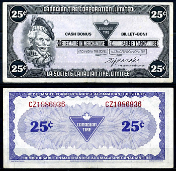 Канада купон на 25 центов 1985 Canadian Tire бумага 2195-22-1-1
