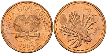 Папуа-Новая Гвинея 2 тойя 1984 Елизавета II (1953-) KM 2 бронза 4571-1053