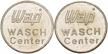 ГЕРМАНИЯ ЖЕТОН НА МОЙКУ АВТОМОБИЛЯ WAP, WASCH, CENTER белый металл 4544-844