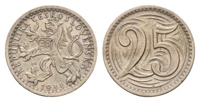 Чехословакия 25 геллеров 1933 KM 16 медно-никель 72-1611