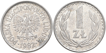 ПОЛЬША 1 ЗЛОТЫЙ 1982 MW KM 49.1 алюминий 106-535
