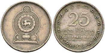 Шри-Ланка 25 центов 1978 KM 141.1 медно-никель 4567-244