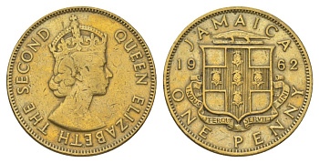 Ямайка 1 пенни 1962 KM 37 никель латунь 4628-725
