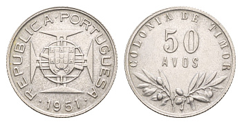 Португальский Тимор 50 аво 1951 KM 7 серебро 413-1642