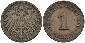 Германия 1 пфенниг 1900 A KM 10, J. 10 медь 4567-1138
