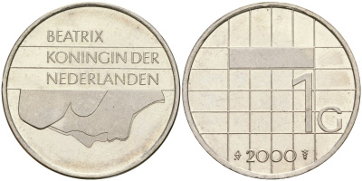 Нидерланды 1 гульден 2000 Беатрикс (1980-2013) KM 205 никель 4573-1156