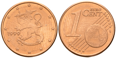 Финляндия 1 евроцент 1999  KM 98 сталь плакированная медью  UNC  4189-141