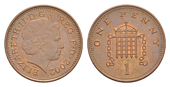 Великобритания 1 пенни 2002 Елизавета II (1952-2022) KM 986, Spink 4710 (B5) сталь плакированная медью 4647-953