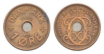 Дания 1 эре 1935 Кристиан X (1912-1947) KM 826 бронза 4614-1125