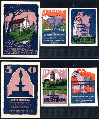 Гюстров (Мекленбург-Шверин) набор из 3 нотгельдов ND 7556-72-2-1