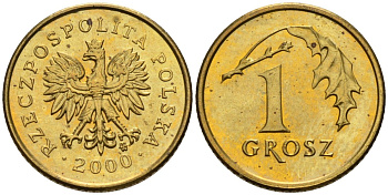 Польша 1 грош 2000 MW KM 276, Parchimowicz 701i латунь 4580-451
