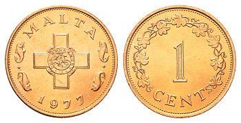 Мальта 1 цент 1977 KM 8 бронза UNC M78-08