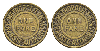 США, Бостон, Массачусетсе жетон в метро - 1 тариф ND (1951) диаметр 20 мм, вес 5,3 гр латунь 4649-624
