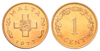 Мальта 1 цент 1977 KM 8 бронза UNC M78-08