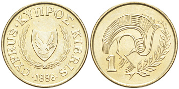 Кипр 1 цент 1996 KM 53.3 никель латунь 187-211