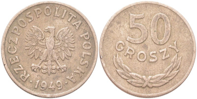 Польша 50 грошей 1949 Y 44 медно-никель 4122-641