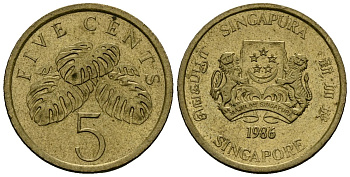 Сингапур 5 центов 1986 KM 50 алюминиевая бронза 4173-1212