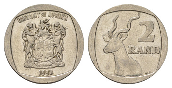 ЮАР 2 ранда 1998 KM 165 медь плакированная никелем 4626-1154