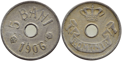 Румыния 5 бани 1906 Кароль I (1881-1914) KM 31 медно-никель 3458-252