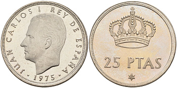 Испания 25 песет 1975 (79) Хуан Карлос I (1975-2014) KM 808 медно-никель UNC 4583-1121