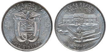 Панама 1/2 бальбоа 2012 Панама-Вьехо - Королевский дом KM 143 медь плакированная медно-никелем UNC 4607-346