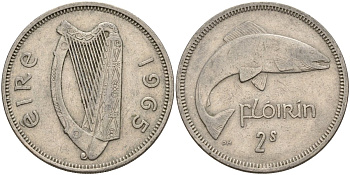 Ирландия 2 шиллинга = 1 флорин 1965 KM 15a медно-никель 4144-1042