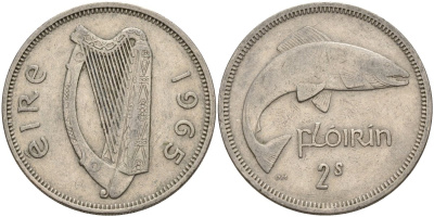 Ирландия 2 шиллинга = 1 флорин 1965 KM 15a медно-никель 4144-1042