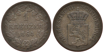 Гессен-Дармштадт 1 крейцер 1864 Людвиг III (1848-1877) KM 339 серебро 1522-1122