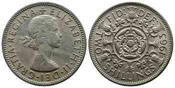 Великобритания 2 шиллинга (флорин) 1963 Елизавета II (1952-2022) KM 906, Spink 4146 медно-никель 4382-431