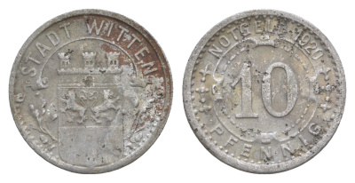 Виттен 10 пфеннигов 1920 Funck 604.8, Men05 27464.19, Men18 34499.19 алюминий 4636-915