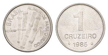 Бразилия 1 крузейро 1985 ФАО - Сахарный тростник KM 598 нержавеющая сталь UNC 4644-517