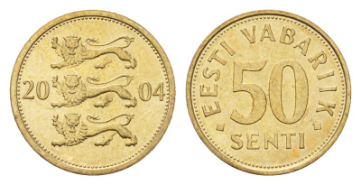 Эстония 50 сентов 2004 KM 24 латунь UNC M43-19