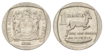 ЮАР 1 ранд 1994 KM 138 медь плакированная никелем 4627-313