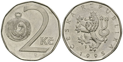 Чехия 2 кроны 1995 KM 9 сталь плакированная никелем 4167-945