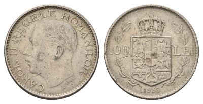 Румыния 100 леев (лей) 1938 Кароль II (1930-1940) KM 54 никель 4116-833
