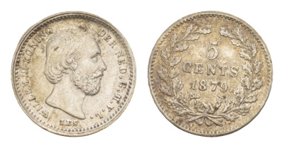 Нидерланды 5 центов 1879 Виллем III (1849-1890) KM 91 серебро aUNC 5010-535