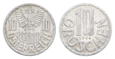 Австрия 10 грошей 1966 KM 2878 алюминий 4643-447