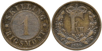 ДАНИЯ 1 СКИЛЛИНГ РИГСМОНТ 1856 ФРЕДЕРИК VII (1848-1863) KM 763 (С135) бронза 28-1132