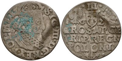 Польша, Эльбинг трояк (3 гроша) 1622 Сигизмунд III Ваза (1587-1632), Монетный двор Краков, герб "Сас" - управляющий монетного двора Миколай Данилович в 1616-1624 Iger K.22.1.a, KM 31 серебро 4160-251