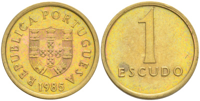 ПОРТУГАЛИЯ 1 ЭСКУДО 1985 KM 614 никель латунь 75-862