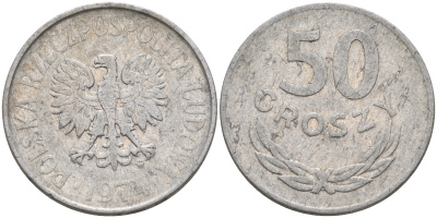 Польша 50 грошей 1974 MW KM 48.1 алюминий    4161-133