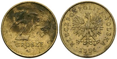 Польша 2 гроша 1994 Y 277 латунь 4136-762