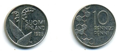 ФИНЛЯНДИЯ 10 ПЕННИ 1995 ЛАНДЫШ 46-838