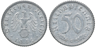 Германия 50 рейхспфеннигов 1941 G KM 96, J. 372 алюминий 72-1322