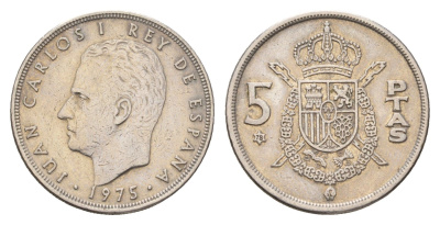Испания 5 песет 1975 (78) Хуан Карлос I (1975-2014) KM 807 медно-никель 183-222