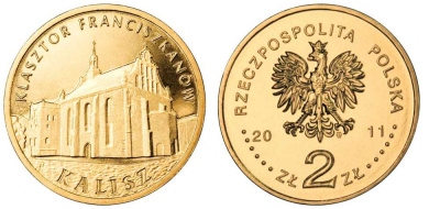 Польша 2 злотых 2011 серия города Польши, Калиш KM 806 латунь UNC M3-08