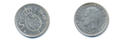 Испания 5 песет 1983 Хуан Карлос I (1975-2014) KM 823 медно-никель 54-1921