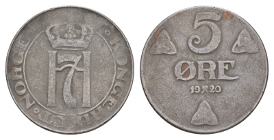 Норвегия 5 эре 1920 Хокон VII (1905-1957) KM 368a железо 4654-941